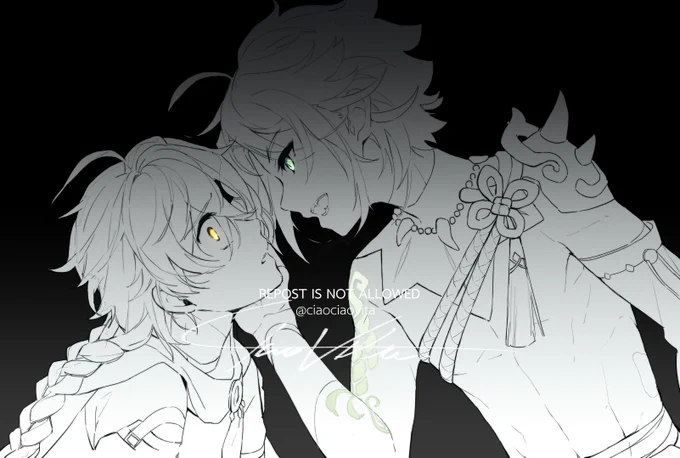 「 魈はどこって?」
「 我が「魈」だぞ、空。」

#魈空 #XiaoAether 