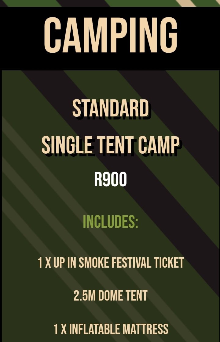 smoke_festival's tweet photo. Have you got your accommodation ready for this weekend??  Book your single or Delux double tent at https://t.co/1XrpKF9Eor 🤌🏾💯
This is a 420 experience you can't miss 😊💚 We can't wait to see you there 👌👍 #UpInSmoke420Fest #420Checklist #MapProAudio #SmokeWithMo https://t.co/F7cC50RNsj