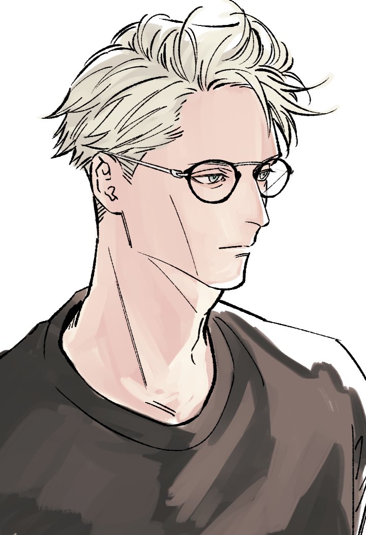 nanami kento 1boy male focus solo glasses shirt short hair blonde hair  illustration images