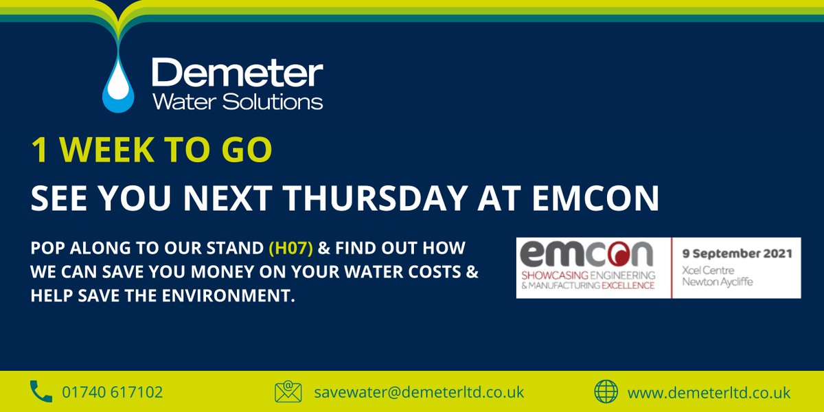 Demeter Water Solutions (@demeterwatersol) on Twitter photo With only one week to go until the <a href="/emconshow/">EMCON Engineering & Manufacturing Show North East</a> conference, we’re getting the final preparations together for our stand, display, and of course, our new digital business cards!
Make sure you’ve got your free delegates space 👇
emcon.show/visitor-regist… With only one week to go until the <a href="/emconshow/">EMCON Engineering & Manufacturing Show North East</a> conference, we’re getting the final preparations together for our stand, display, and of course, our new digital business cards!
Make sure you’ve got your free delegates space 👇
emcon.show/visitor-regist…