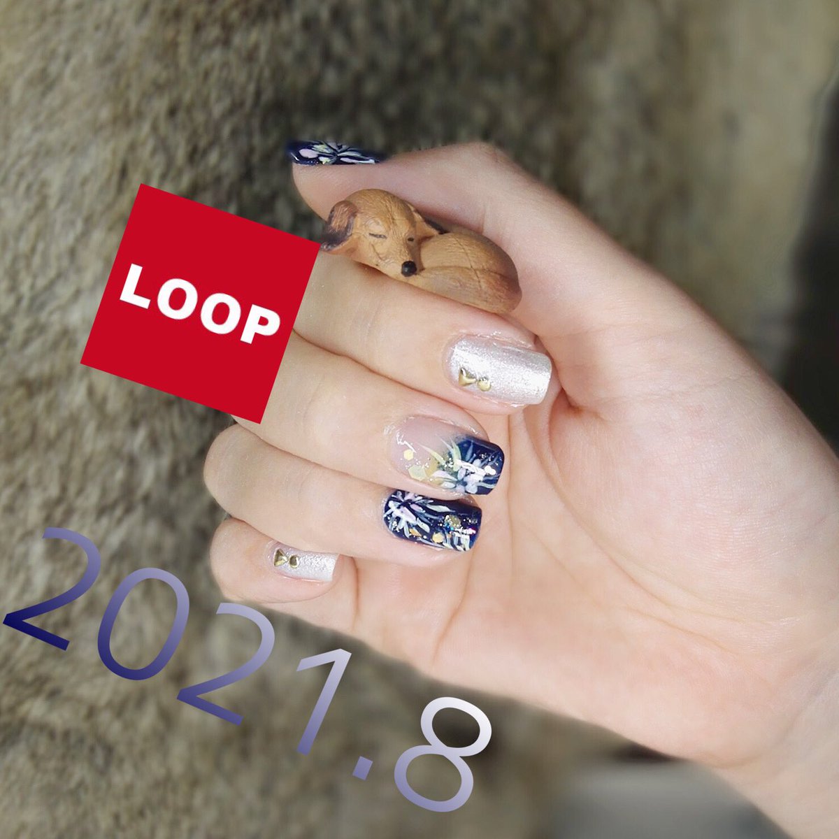 ネイルサロン Loop 夜も営業してます 完全予約制 花火 ネイル 夏の終わりを感じますねー ハンド 自爪 マニキュア ポリッシュ 手描きアート 花火ネイル 北堀江ネイルサロンloop 定額制ネイルサロン 追加料金なし 持ち込みデザイン