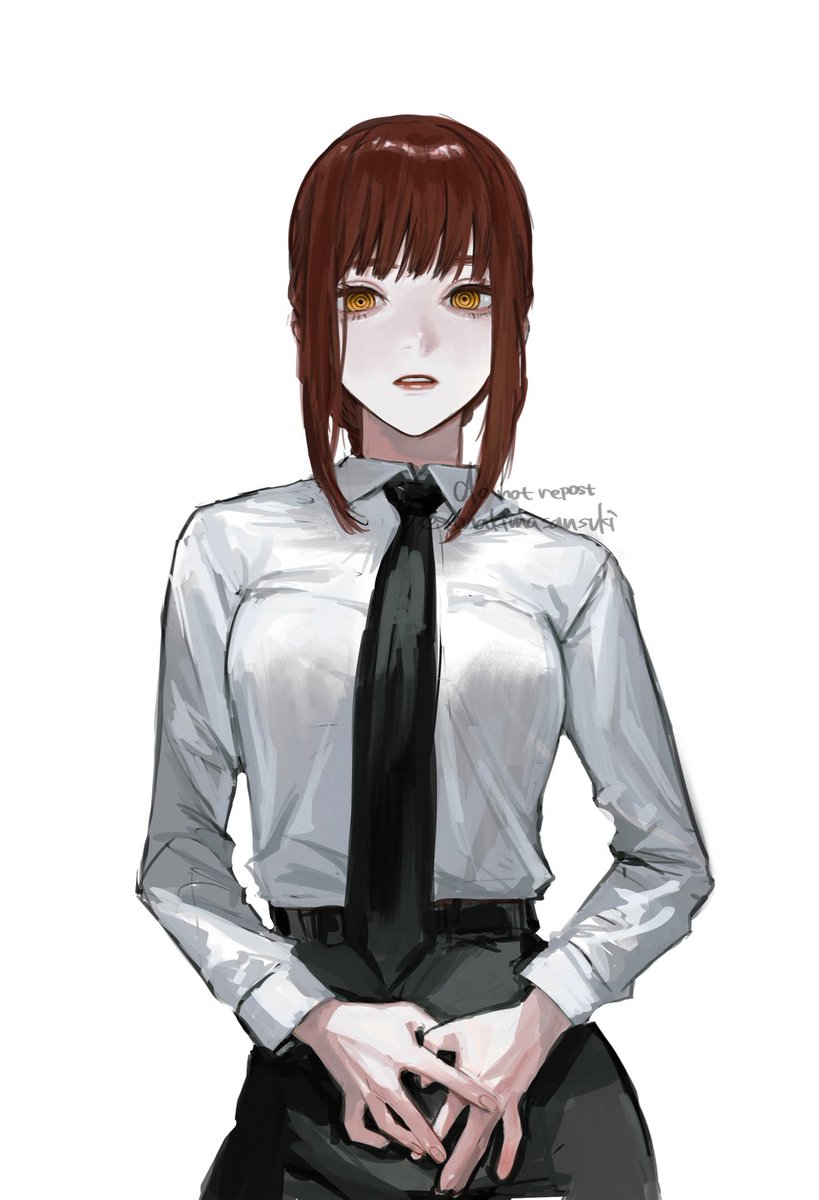 makima (chainsaw man) 1girl solo necktie shirt black necktie white background white shirt  illustration images