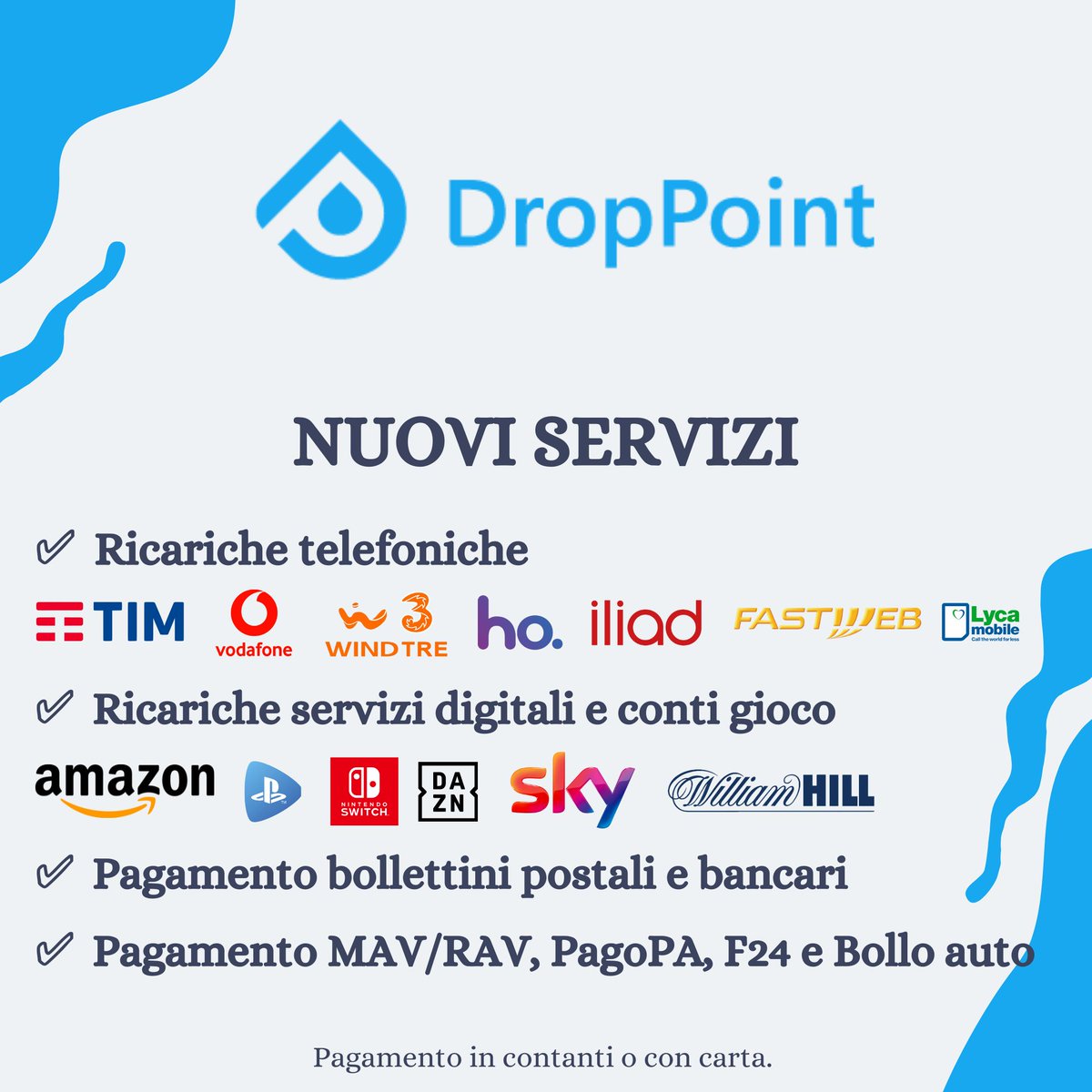 hitechufficiale's tweet photo. Si torna dalle ferie più carichi di prima 💪
Nuovi servizi nel nostro nuovo negozio permetteranno il pagamento delle ricariche o bollettini con estrema comodità!
Evita le code
.
.
.
#nuoviservizi #droppoint #ricarichetelefoniche #ricaricheconti #evitacode #hitech #hitechricambi https://t.co/8PnmCfc7BV