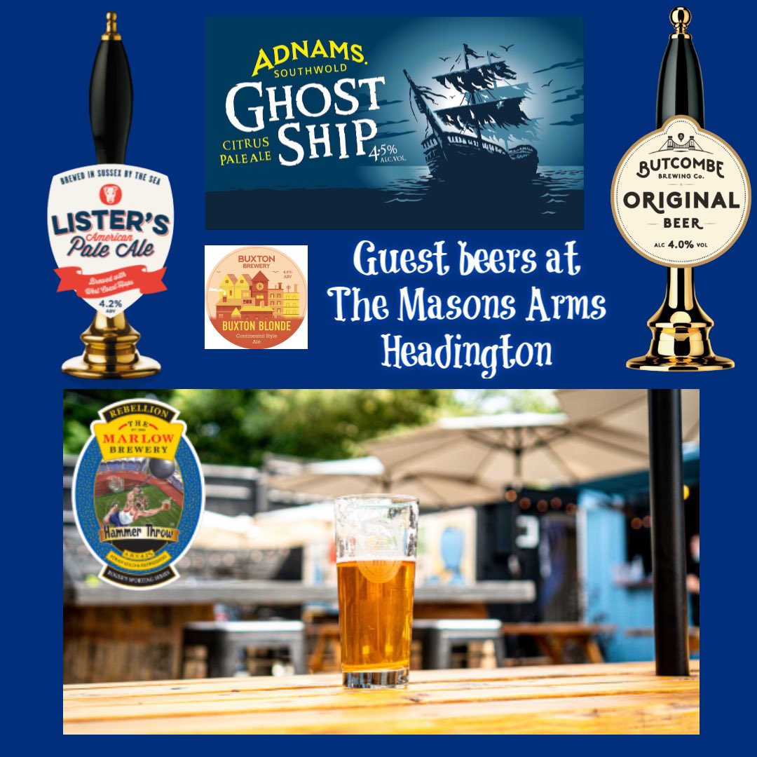 Chris Meeson (@chrismeeson) on Twitter photo Coming to our bar <a href="/TheMasonsArmsHQ/">The Masons Arms</a> this week. <a href="/ButcombeBrewery/">Butcombe Brewing Co.</a> <a href="/Adnams/">Adnams Southwold</a> <a href="/RebellionBeer/">Rebellion Beer Co.</a> <a href="/listersbrewery/">Lister's Brewery</a> #headington #oxford #headingtonquarry #caskbeer #atyourlocal Coming to our bar <a href="/TheMasonsArmsHQ/">The Masons Arms</a> this week. <a href="/ButcombeBrewery/">Butcombe Brewing Co.</a> <a href="/Adnams/">Adnams Southwold</a> <a href="/RebellionBeer/">Rebellion Beer Co.</a> <a href="/listersbrewery/">Lister's Brewery</a> #headington #oxford #headingtonquarry #caskbeer #atyourlocal