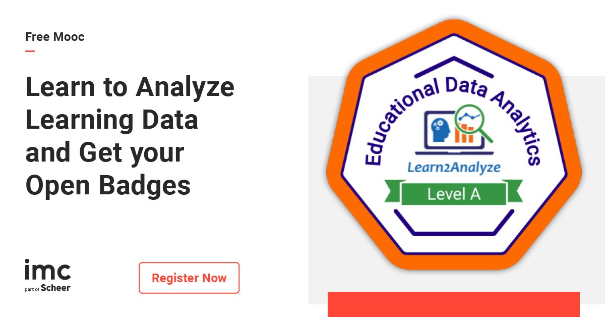 imc_learning's tweet image. Extended: The free #MOOC to help you analyzing data and improve your online and #blendedLearning starts in round two! Moreover, you can now also get #OpenBadges for successfully achieving the learning goal. The MOOC is open until the end of the year.
More: imclearning.net/3yanjLG