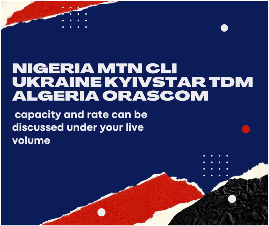 Antrax_solution's tweet image. Weekly routes chart, is here!
Nigeria MTN CLI 45% asr 6-9 min acd
Ukraine Kyivstar TDM 35% asr 6+ min acd
Algeria Orascom NCLI 35% asr 2-3,5+ min acd.
Feel free contact us in PM 😎 
Have a nice week😁