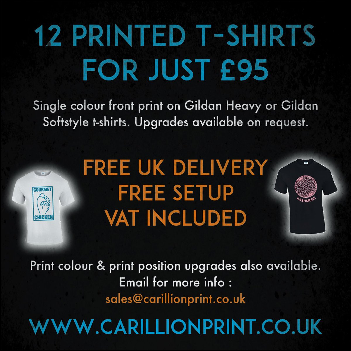 We've got some great deals on for printed t-shirts. Check out our website for more info - carillionprint.co.uk

#tshirts #printed #Bristol #London #screenprint #stickers #embroidery #merch #design #art