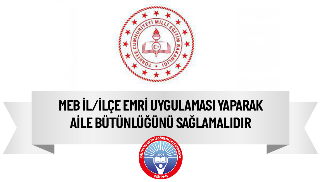 MEB, özellikle Anayasamızda da güvence altına alınan “aile birliğinin sağlanması” ve diğer mazeretlerin karşılanması için il içi emri uygulamasını bir an önce açıklamalı ve uygulamalıdır. #meb #egitimis
Detaylar: bit.ly/3gxSkTH