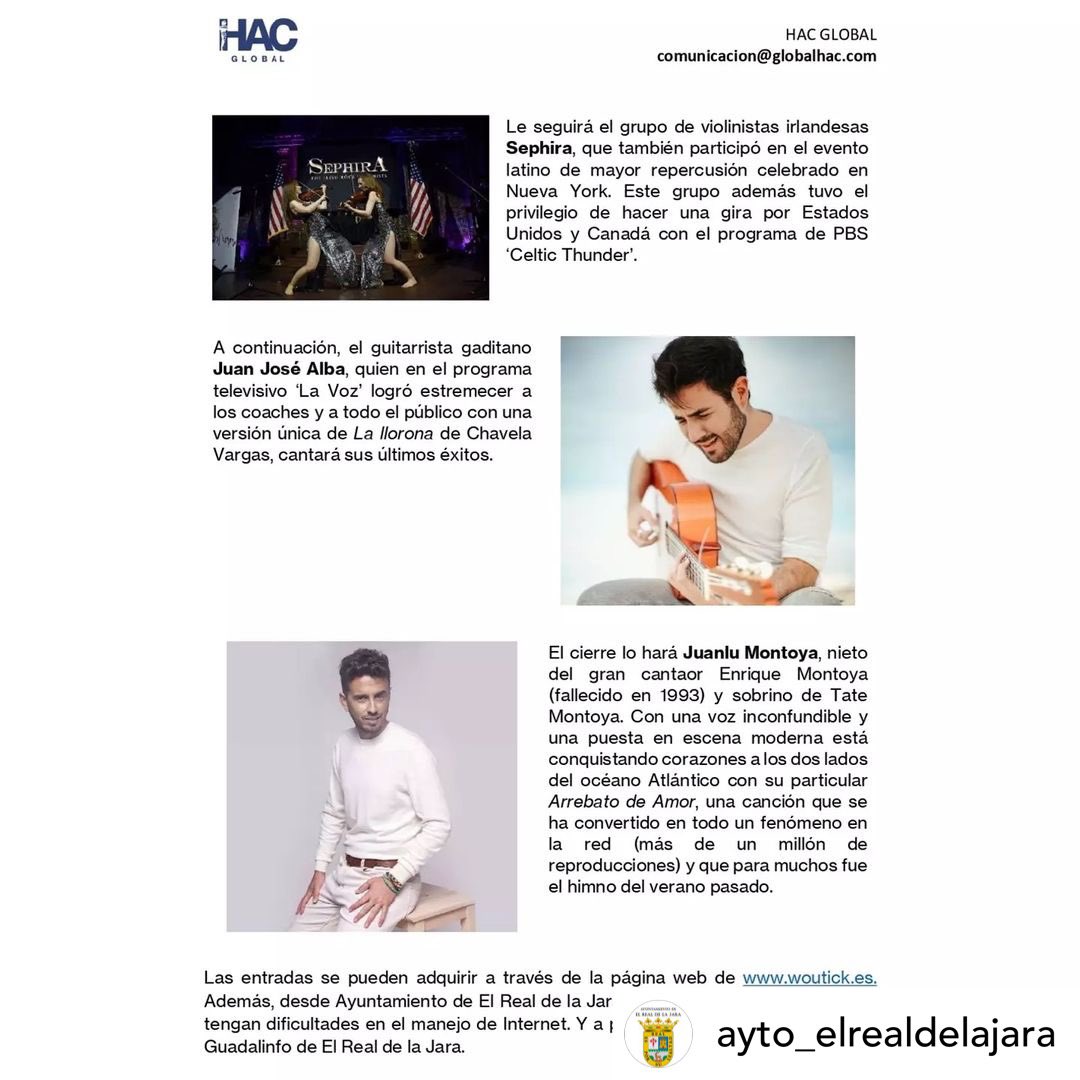 ❤️‍🔥25 de septiembre en el Castillo de Real de la Jara, con este cartelazo! Qué ilusión! Te espero!!!!