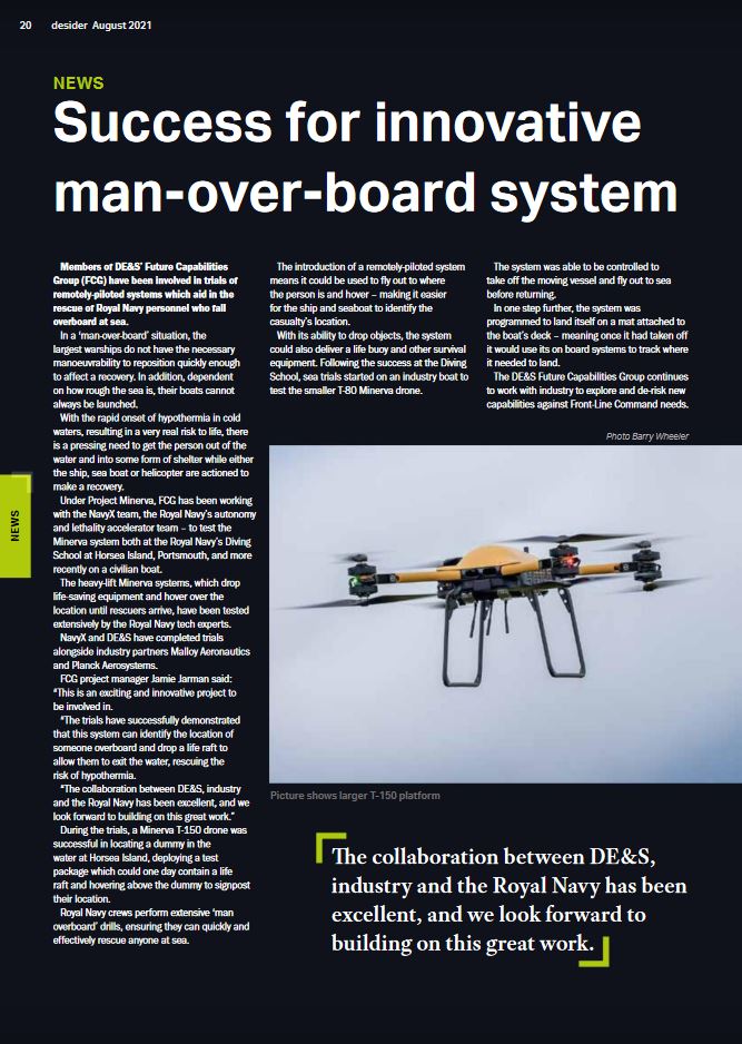 Malloy Aeronautics (@malloyaero) on Twitter photo Have you read the latest edition of DESIDER? des.mod.uk/desider-magazi…
MINERVA sea tests successfully completed with the <a href="/RoyalNavy/">Royal Navy</a> Have you read the latest edition of DESIDER? des.mod.uk/desider-magazi…
MINERVA sea tests successfully completed with the <a href="/RoyalNavy/">Royal Navy</a>