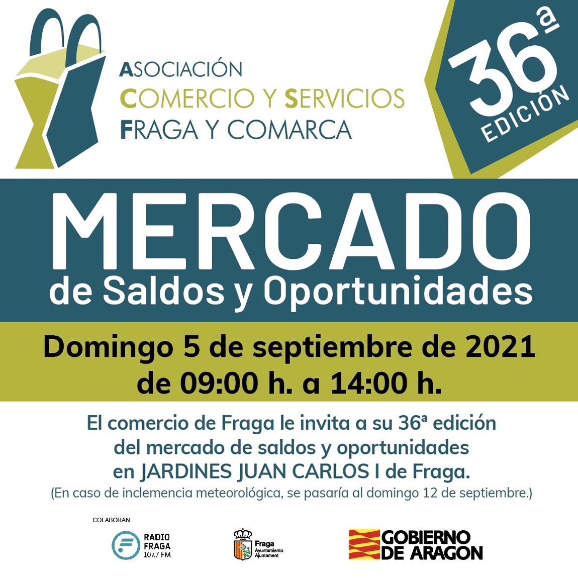 FragaAyto's tweet photo. 🛍 | COMERCIO
Si quieres conseguir las mejores #OPORTUNIDADES del comercio de #FRAGA, no lo dudes y apunta la fecha 👉 #DOMINGO 5 de #SEPTIEMBRE
📌 De 9h a 14h en Jardines Juan Carlos I.
#YoComproEnFraga #ComercioFraga #OportunidadesFraga https://t.co/sLHVZdKnp1