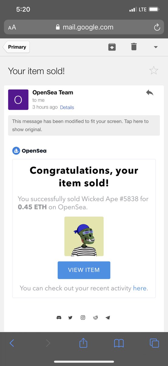 benso2_vincent's tweet photo. Sold but happy since it’s my biggest sale to date, definitely could have held longer for more congrats to who has the new wicked ape! https://t.co/56bOHxB2no