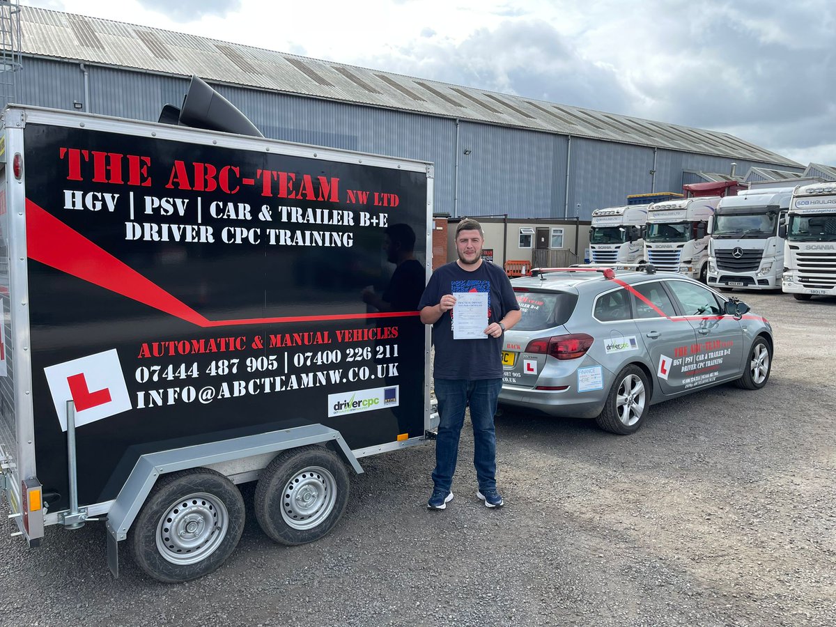 ABCTeamNWLtd1's tweet photo. Congratulations to Scott on passing his Cat B+E trailer course. #caravantraining #trailertraining #caravan #staycation #CatC #cpcmod4 #CatCtraining #DriverTraining #PSVTraining #HGV #HGVTraining #trailertraining #ABCTeam #northwest #drivers #transport #summer #camping #caravan https://t.co/JK235DuL3X