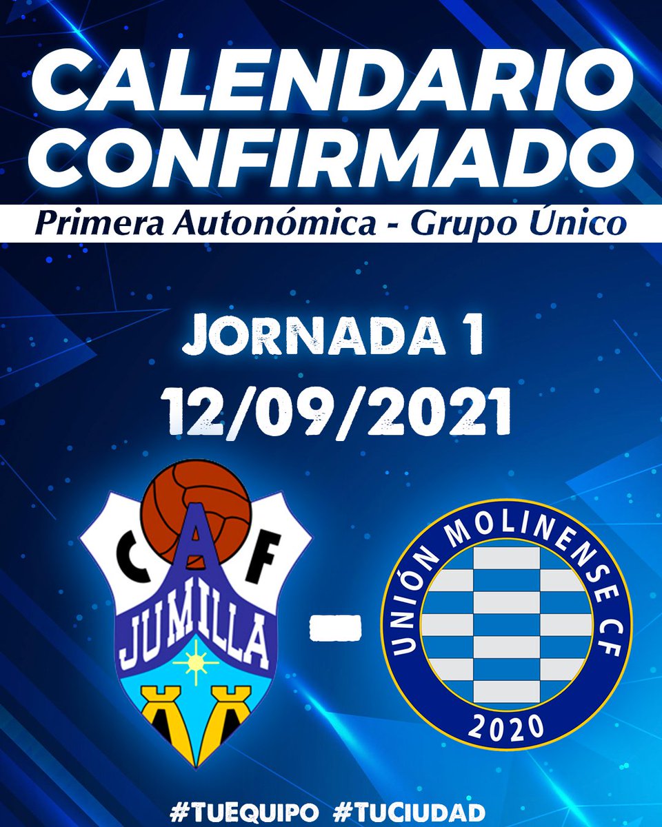 JumillaACF's tweet photo. ✅📅 Ya tenemos el calendario confirmado de nuestro equipo senior. 

⌛ Los chicos de Juan Francisco Alarcón arrancan el próximo 12 de septiembre, en casa y frente al C.F. Molina

🤨 ¿Tienes ya tu abono?

📋 Calendario completo aquí 👇
https://t.co/M8BEyno2Py

#JumillaAtlético https://t.co/mHMrqDPK1P