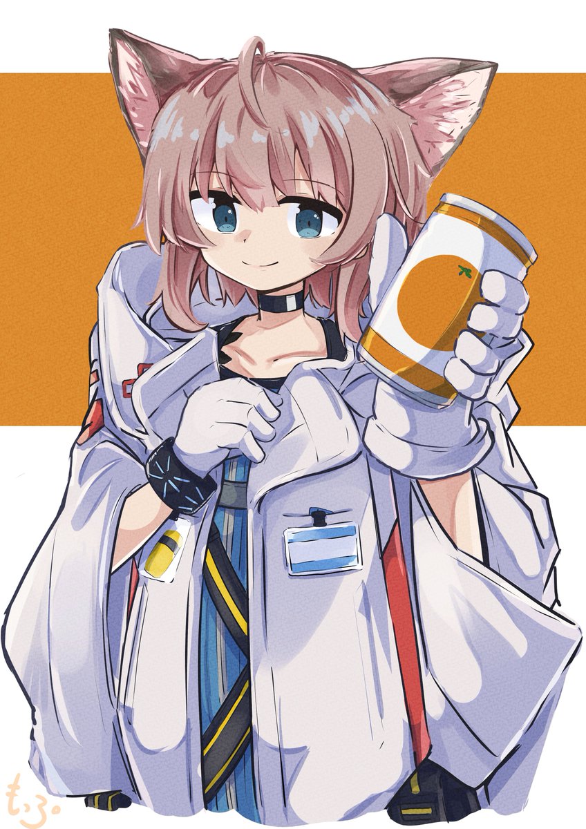 sussurro (arknights) 1girl solo animal ears gloves white gloves blue eyes brown hair  illustration images