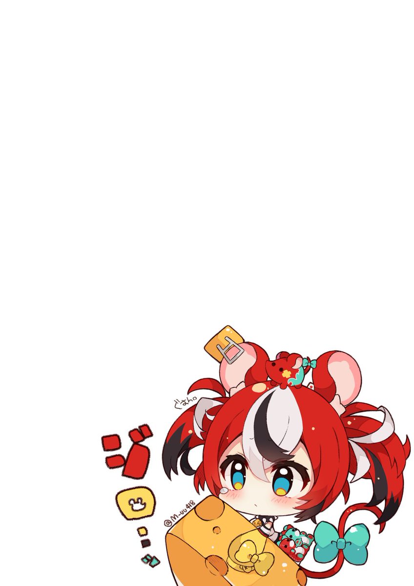 hakos baelz 1girl cheese mouse ears animal ears red hair tail chibi  illustration images