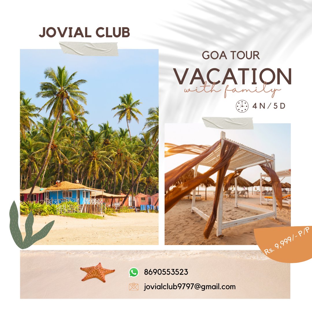 JOVIAL CLUB PRIVATE LIMITED (@jovialclub) on Twitter photo Goa Tour Package :-
Whats App :- 8690553523
Email :- jovialclub9797@gmail.com
#goadiaries #goa #goatourism #india #travel #travelphotography #beach #goalife #goavibes #northgoa #goan #goabeach #travelgram #southgoa #sogoa #incredibleindia #goatrip #panjim #beachlife #photography Goa Tour Package :-
Whats App :- 8690553523
Email :- jovialclub9797@gmail.com
#goadiaries #goa #goatourism #india #travel #travelphotography #beach #goalife #goavibes #northgoa #goan #goabeach #travelgram #southgoa #sogoa #incredibleindia #goatrip #panjim #beachlife #photography