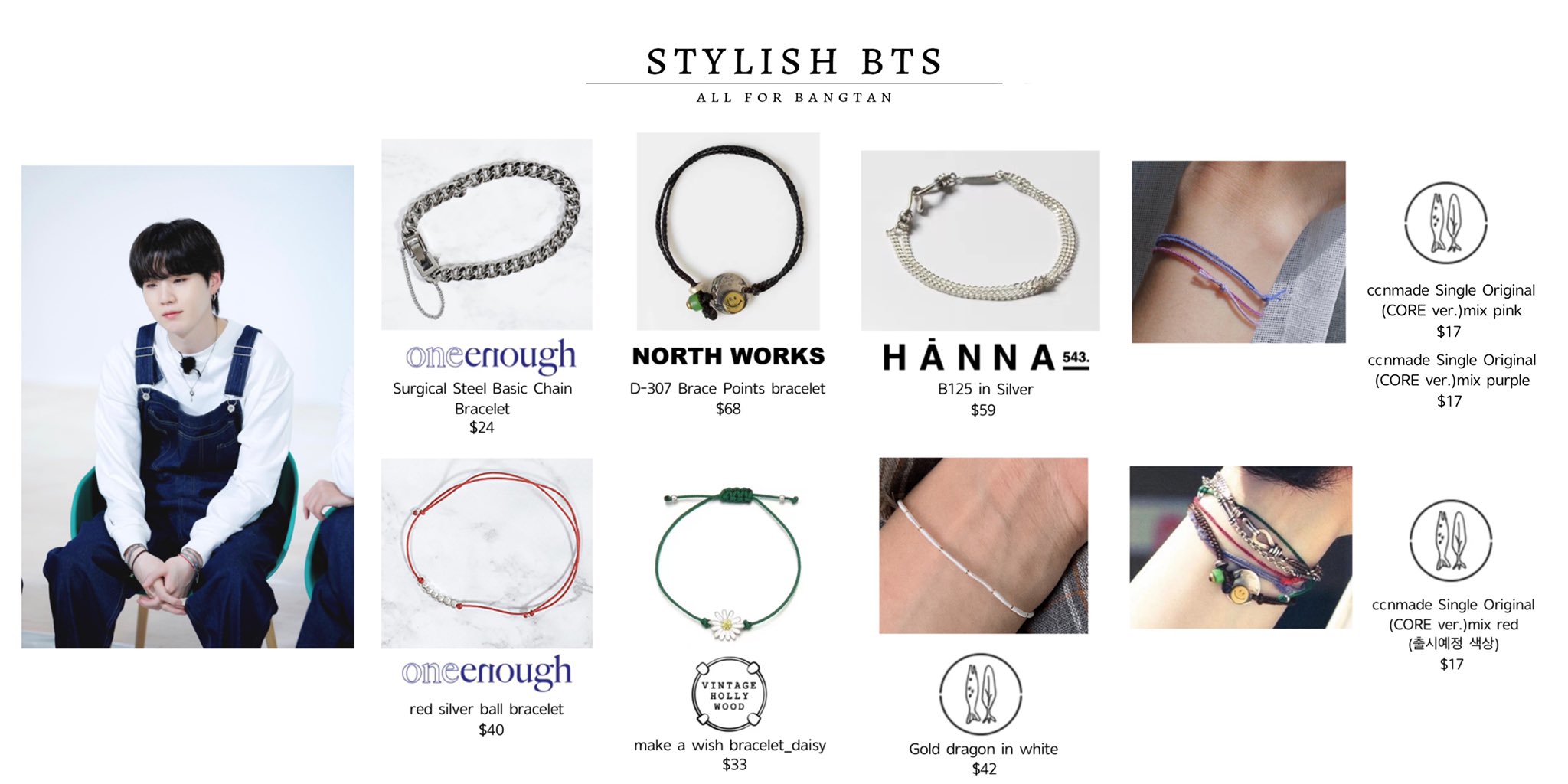 【ONE ENOUGH】Red Silver Ball Bracelet ★BTS SUGA着用★ Stylish·BTS on X: 