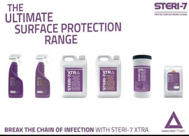 SentinelMedical's tweet image. #Steri7Xtra disinfectant &amp;amp; hand sanitiser range, for ultimate protection that can be used on all surfaces and protects you between cleans. Our sanitiser is alcohol free to avoid irritation whilst keeping the highest standard of protection 
#Steri7Xtra #disinfectant #handsanitiser