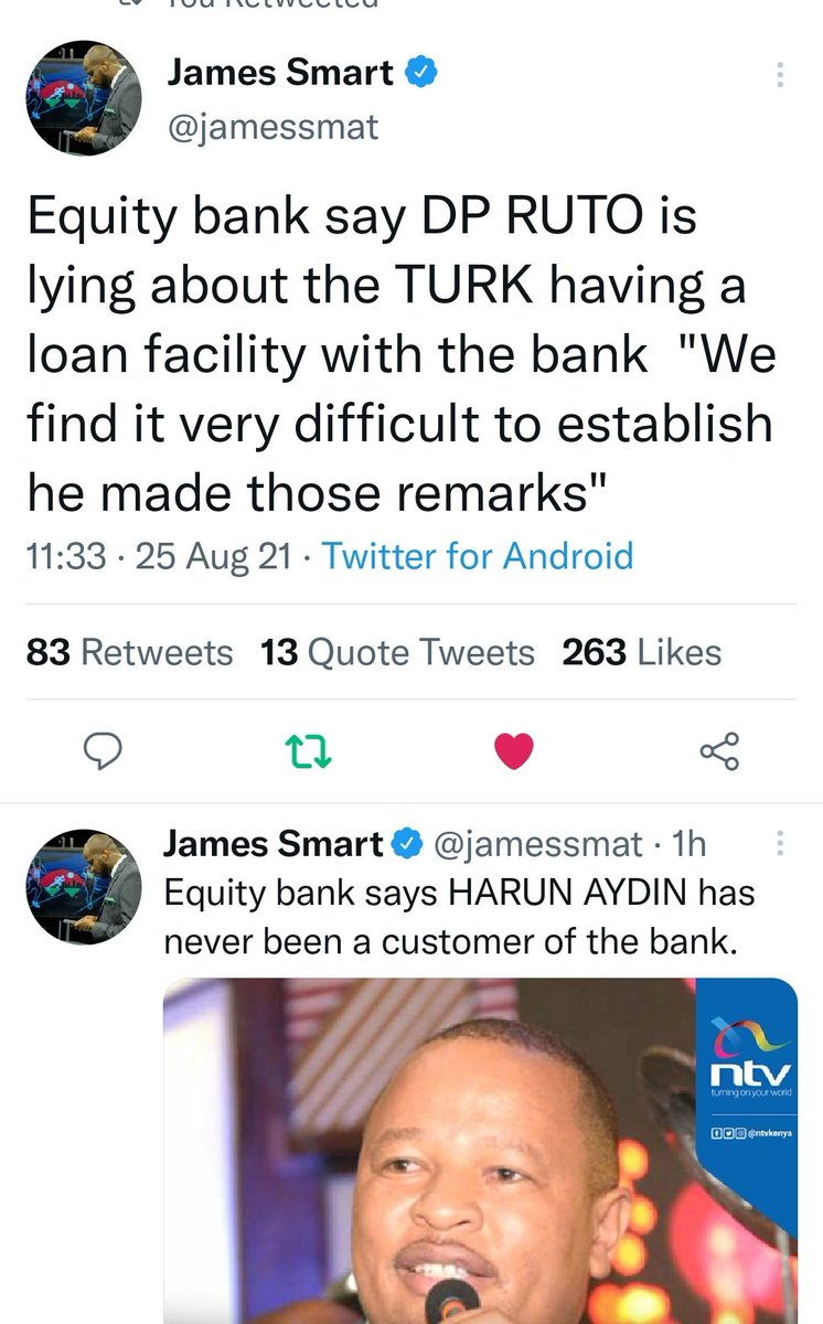UtuNaUzalendoKE's tweet photo. Two things here... Either the #DeePee was lying, or Equity Bank wametapeliwa and have just written off 15B. https://t.co/XjK3i0rozg