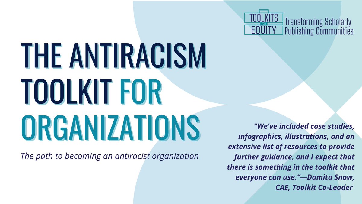 We are thrilled to release the Antiracism Toolkit for Organizations that focuses on transforming workplace culture through structured DE&amp;I work, supportive environments, and policies.
bit.ly/ToolkitForOrga…
#ToolkitsForEquity
<a href="/c4disc/">Coalition for Diversity and Inclusion in Scholarly</a>
<a href="/scholarlykitchn/">Scholarly Kitchen</a>