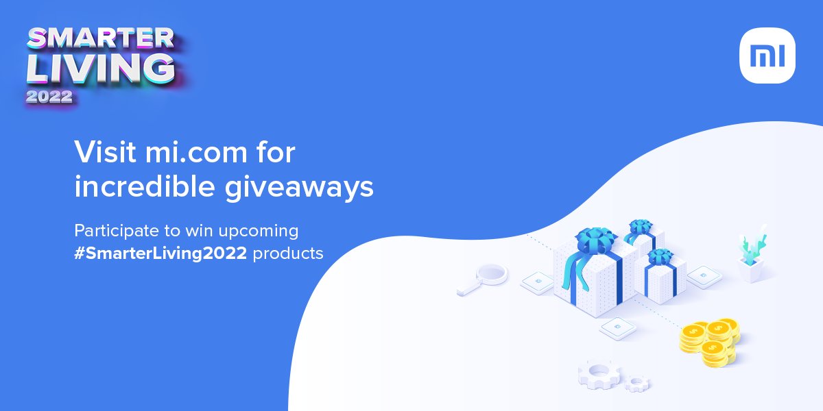 XiaomiIndia's tweet image. We&apos;re bringing to you 6 super cool products tomorrow, with #SmarterLiving2022 🙌

Are you excited for them? 
Head right here 👉 bit.ly/SL2022

Participate in the giveaway, by quote tweeting with your entires, and stand a chance to win 🎁💯