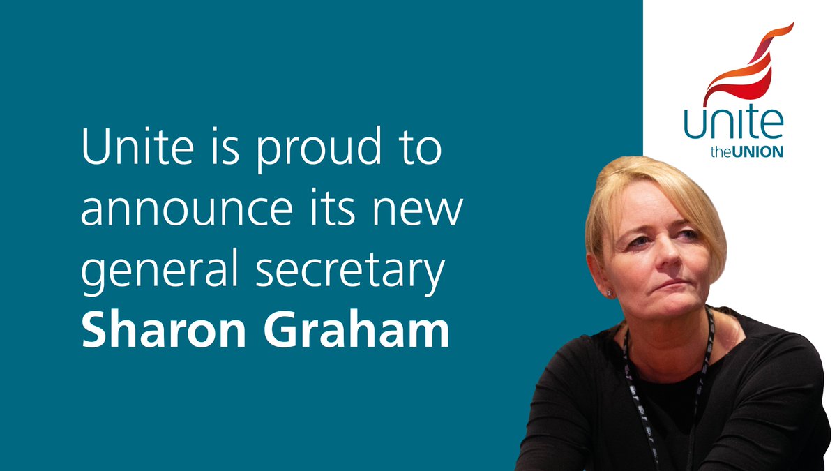 unitetheunion's tweet image. Sharon Graham announced as Unite&apos;s new general secretary.

&quot;I thoroughly congratulate Sharon on her victory, which reaffirms her as the most formidable campaigning force in our movement&quot; - @LenMcCluskey 

Read more ⬇️

unitetheunion.org/news-events/ne…