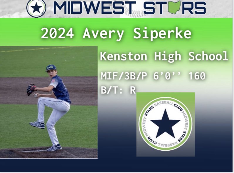 MidWest Stars 18U 2025 (@2025mws) on Twitter photo *PLAYER PROFILE* 🚨🚨🚨Returning Player 2024 Uncommitted Avery Siperke some highlights from the past year .340 OBP%, 1💣, 1.636 WHIP % 17Ks and a .923 FP% #MomentumDreams #AllGasNoBrakes @KenstonBaseball @MidweststarsAB <a href="/Avery_Siperke19/">Avery Siperke</a> *PLAYER PROFILE* 🚨🚨🚨Returning Player 2024 Uncommitted Avery Siperke some highlights from the past year .340 OBP%, 1💣, 1.636 WHIP % 17Ks and a .923 FP% #MomentumDreams #AllGasNoBrakes @KenstonBaseball @MidweststarsAB <a href="/Avery_Siperke19/">Avery Siperke</a>
