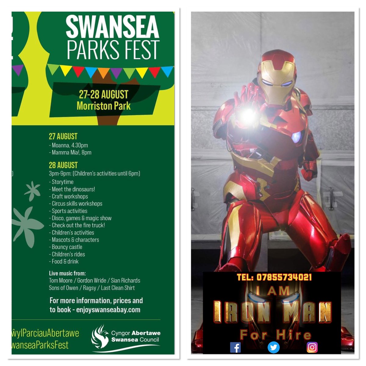 iamironmanforhire (@ironmanforhire) on Twitter photo can NOT WAIT to Fly In and meet all the Little Superheroโs ๐ฆธ๐ปโโ๏ธ & Princesses ๐ธ๐ฝ on Saturday at Morriston Park from 3pm - 6pm! Come say Hello & have a Photo with <a href="/ironmanforhire/">iamironmanforhire</a> ๐ค๐ฆพ๐๐ผ๐ต #Retweet #IAmIronManForHire #IronMan #Swansea <a href="/SwanseaCouncil/">Swansea Council</a> <a href="/EnjoySwansea/">Enjoy Swansea Bay</a> <a href="/SwanseaOnline10/">Swansea Online</a> can NOT WAIT to Fly In and meet all the Little Superheroโs ๐ฆธ๐ปโโ๏ธ & Princesses ๐ธ๐ฝ on Saturday at Morriston Park from 3pm - 6pm! Come say Hello & have a Photo with <a href="/ironmanforhire/">iamironmanforhire</a> ๐ค๐ฆพ๐๐ผ๐ต #Retweet #IAmIronManForHire #IronMan #Swansea <a href="/SwanseaCouncil/">Swansea Council</a> <a href="/EnjoySwansea/">Enjoy Swansea Bay</a> <a href="/SwanseaOnline10/">Swansea Online</a>