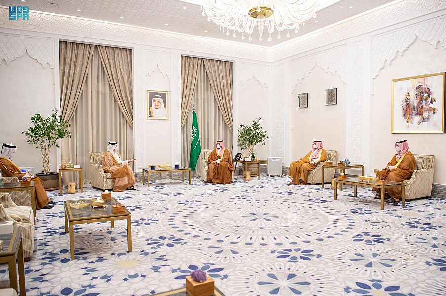 spagov's tweet photo. #صور_واس | سمو #ولي_العهد يستقبل وزير خارجية دولة #قطر.
#واس https://t.co/8qMKheBEX5