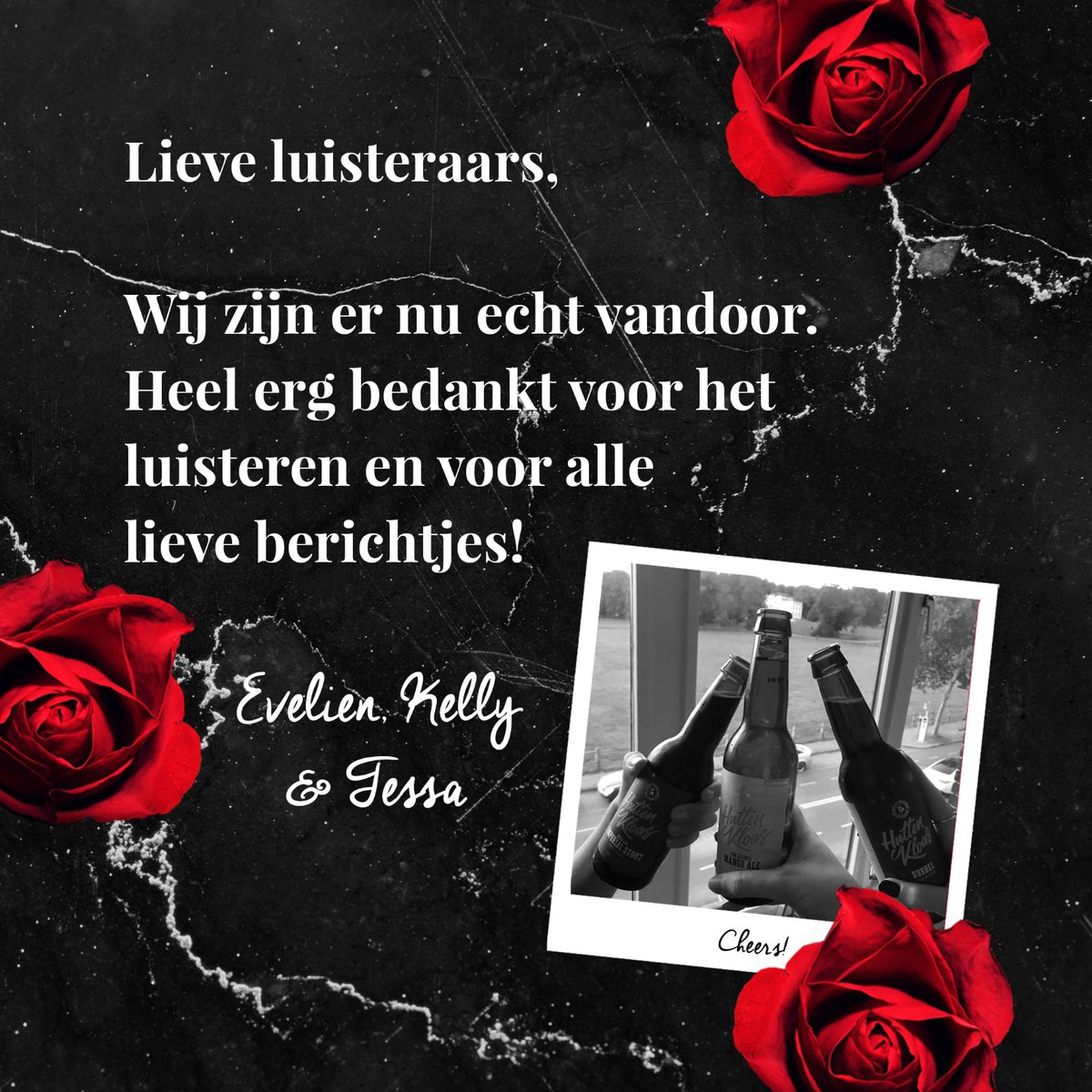 morbidezusters's tweet image. Lieve luisteraars,

Wij zijn er nu echt vandoor.
Heel erg bedankt voor het luisteren en voor alle lieve berichtjes!

Evelien, Kelly &amp;amp; Tessa