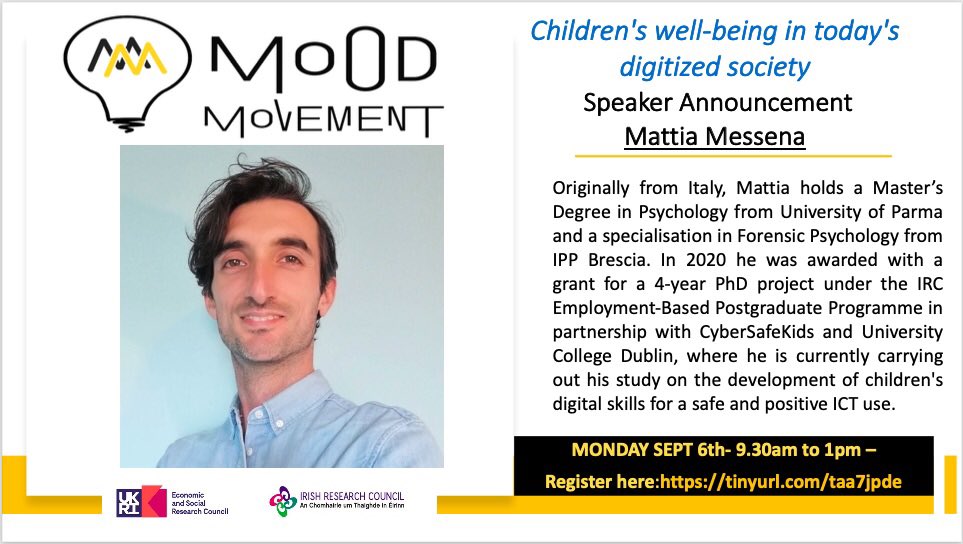 Mood Movement Network (@mood_movement) on Twitter photo 🎷🎷Second speaker announcement for the September 6thevent: <a href="/MattiaMesse/">Mattia Messena</a> will dive into #Children #Wellbeing in our digitalized society.
Make sure you subscribe here: eventbrite.ie/e/practice-and…
See you soon 🙌🏼 🎷🎷Second speaker announcement for the September 6thevent: <a href="/MattiaMesse/">Mattia Messena</a> will dive into #Children #Wellbeing in our digitalized society.
Make sure you subscribe here: eventbrite.ie/e/practice-and…
See you soon 🙌🏼