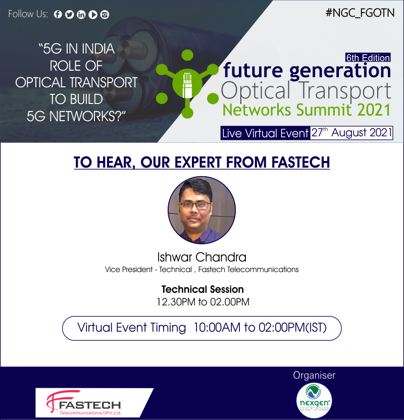 NexgenConferen1's tweet image. Happy to welcome #IshwarChandra l Vice President – Technical l @FastechT speaking at #NGC_FGOTN #27thAug l Friday l Virtual Conference 
Register Here: lnkd.in/d9cV7inF #Opticaltransportnetworks #OFC #opticalfibercable #electricalcable #longdistancetelecommunication #5G