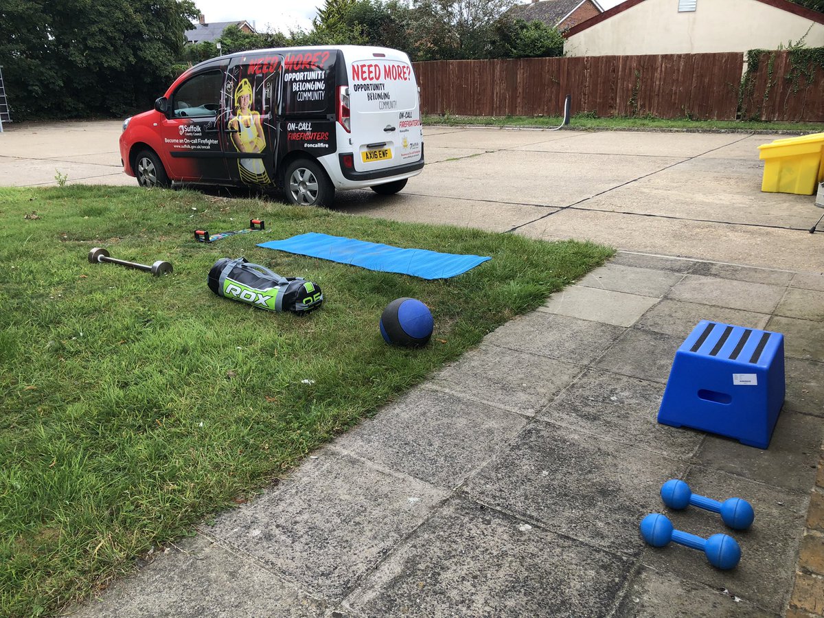 Just a few ways our OCCR Firefighters maintain their fitness levels while covering On-Call stations across the county. Cover today provided at Stradbroke, Eye, Halesworth, Framlingham, Stowmarket &amp; Aldeburgh. #nogymnoproblem #healthybodyhealthymind <a href="/SuffolkFire/">Suffolk Fire & Rescue Service</a>