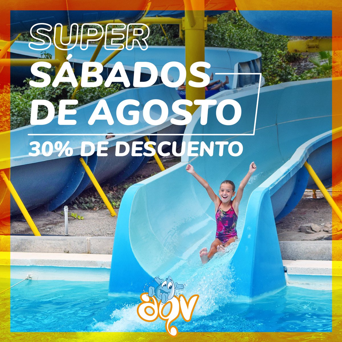 El próximo sábado 28 de agosto📅 será el último sábado de nuestra promoción Súper Sábado de Agosto.💥 Recuerda que las entradas con un 30% de descuento están disponible solamente en nuestra web. 👉💻¡No pierdas esta oportunidad y visítanos! 💙aquavera.com/entradas/