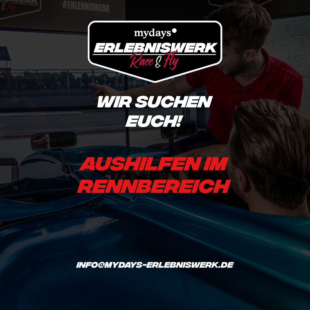 📂Jobs
  └📂Rennbereich
      └📂Wir suchen dich

Rennsimulatoren sind genau dein Ding? 
Du kommst aus #Berlin?
Dann bewerb dich jetzt bei uns in <a href="/erlebniswerk/">mydays_erlebniswerk</a>!

#simracing