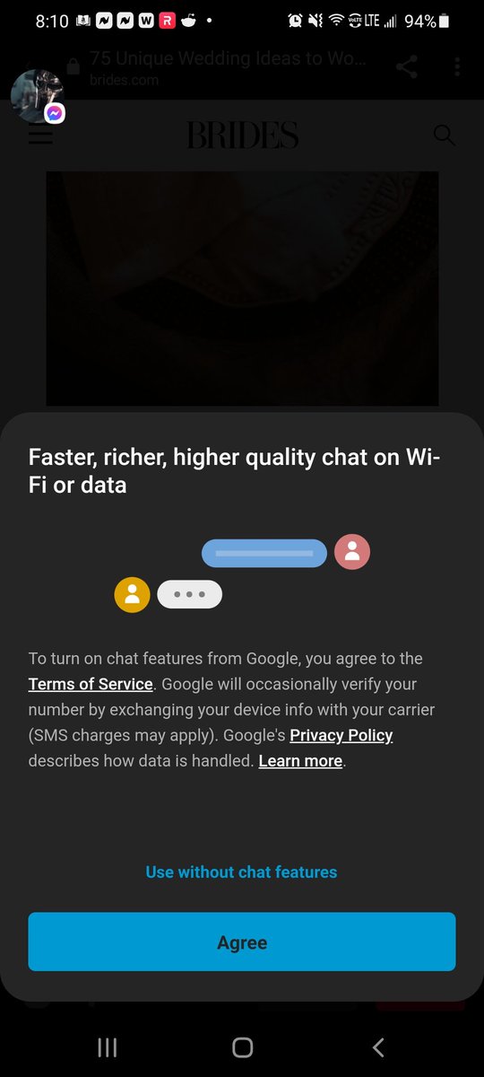 L7weenie92's tweet photo. Is Google being super pushy with anyone else? I've had this pop up like 6 times in the last hour, have hit the no chat features button twice and it still keeps showing up. Like just let me live! https://t.co/nZ4a413Wyo