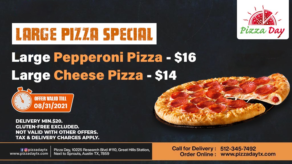 PizzaDayTx's tweet photo. Large Pizza Specials at @PizzaDayTx !
Order Online:Β https://t.co/Co9ptNzzO8
Call to Order: 512-345-7492
#Pizzadaytx #largepizza #atxlife #austinfoodie #austinfood #atxfood #trueaustin #eateratx #austinfoodbloggers #atxfoodies #austinfun #austinpizza #atxpizza #austinfoodmagazine https://t.co/LWeoO2JRll