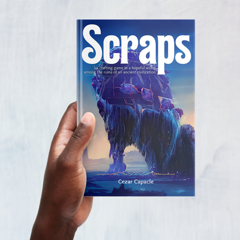 capacle's tweet photo. 'Scraps', my feel-good crafting #ttrpg, is now available on print-on-demand for a very low price!