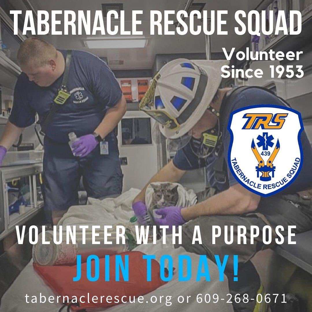 Since 1953 the vols of TRS have been supporting both Human & Animal lives. 

Join us and gain a new view on how to contribute to our community as vol.

It's time you #VolunteerWithPurpose and #JoinTRS. Our vols EMTS are full of talent & skill to serve.

tabernaclerescue.com/join/start/