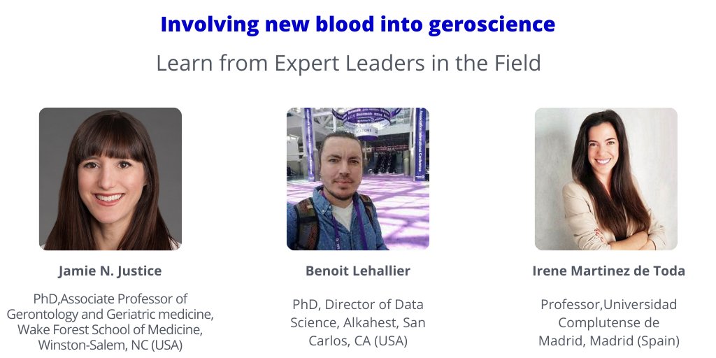 Geroscience Pre-Clinical and Clinical Trials (@gerosciencect) on Twitter photo <a href="/j_n_justice/">Jamie Justice</a>, <a href="/blehall/">Benoit Lehallier</a> and Irene Martinez de Toda will talk about "Involving new blood into #geroscience".
Mark your agenda to learn more from these expert leaders at the 2nd @EGeroscience conference.
Download our cutting-edge program 👇
bit.ly/3sPzAE7 <a href="/j_n_justice/">Jamie Justice</a>, <a href="/blehall/">Benoit Lehallier</a> and Irene Martinez de Toda will talk about "Involving new blood into #geroscience".
Mark your agenda to learn more from these expert leaders at the 2nd @EGeroscience conference.
Download our cutting-edge program 👇
bit.ly/3sPzAE7