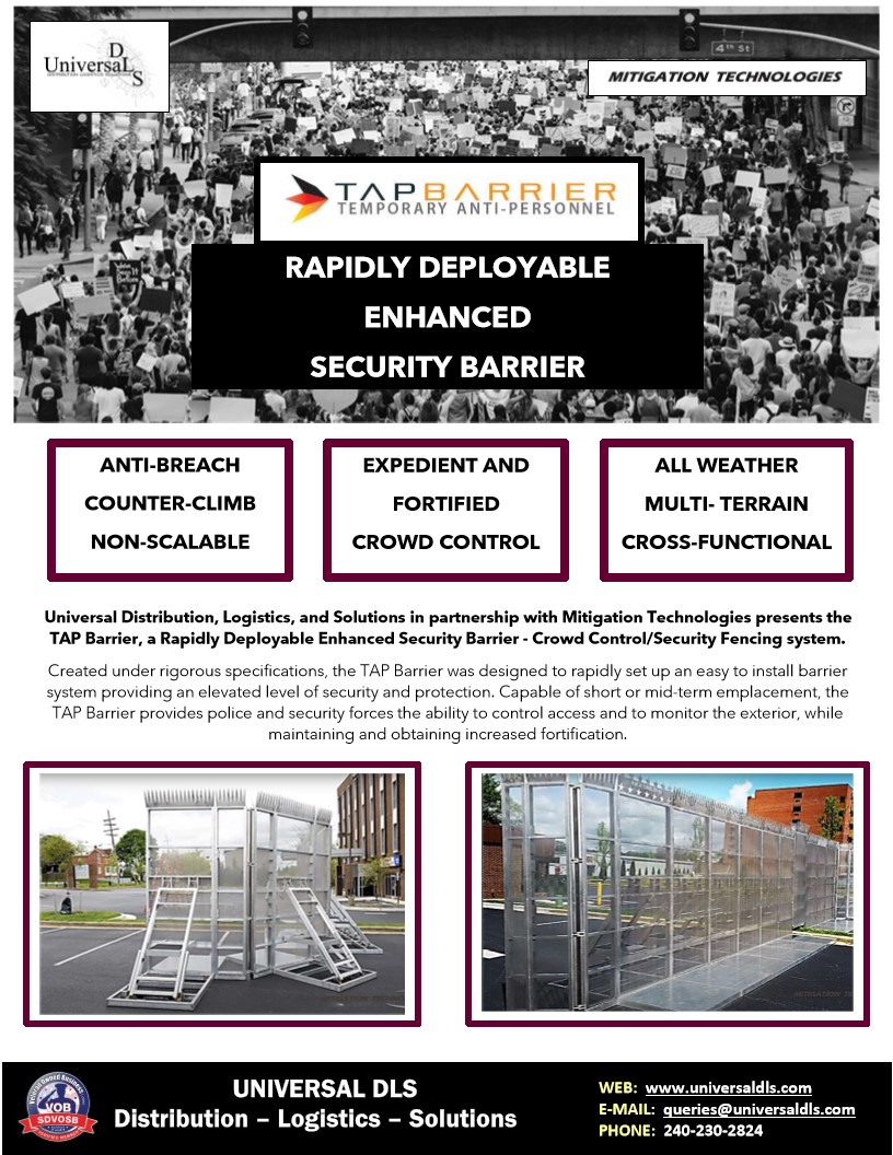 UniversalDLS's tweet photo. Enhanced Security Barrier - Elevate your protection...anti-breach, counter-climb, expedient crowd control.  

Panels set up in minutes... the TAP Barrier.

More information?  E-mail:  queries@universaldls.com

#defense #protection #safety and #security https://t.co/XJRwdzJFwJ