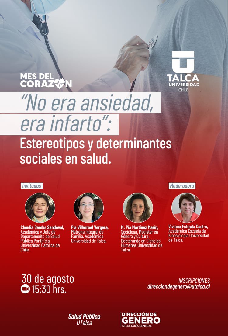 #MesDelCorazón 
30 de agosto 15:30 horas, únete a esta interesante conversación👇🏻@salpu_utalca @KUtalca @MMEG_Maule @SeremiSaludM @CRUCH_cl