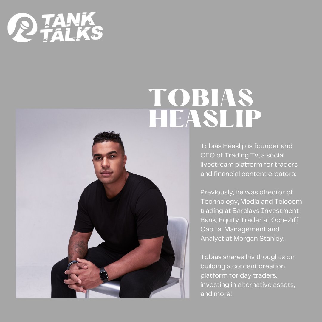 TankTalkPodcast's tweet photo. Tune in tomorrow to @TankTalkPod with @mattybcohen as guest @TobiasFrancis, founder and CEO of @tradingtv discusses building the Twitch for Day Traders.
#therippleeffect #venturecapital #tanktalks #founderstories https://t.co/frBUV9TnHx