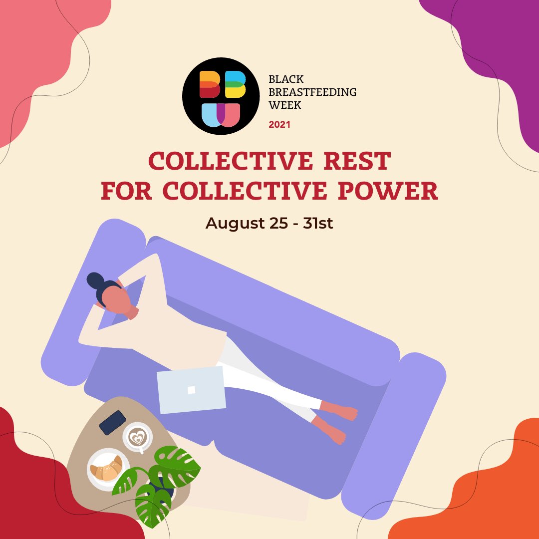 iamKSealsAllers's tweet photo. Happy Black Breastfeeding Week! 
This week we are reclaiming rest as our right &amp; our revolution while honoring breast/body feeding as an important pause. 
#BBW21 #TheBigPause https://t.co/Igdz5YiPG7