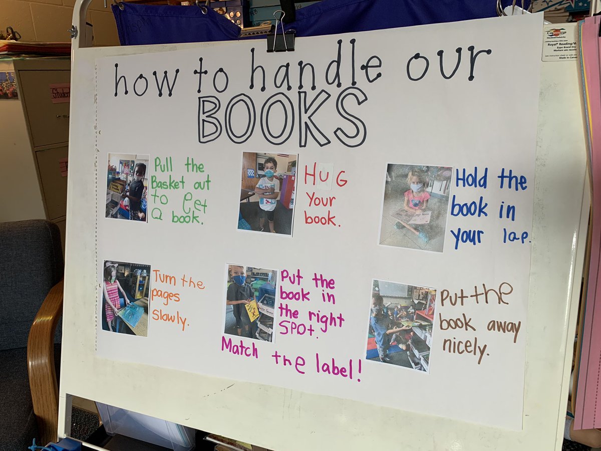 Since we’ve been looking at books when we’re done with work and waiting for others to finish, we talked about how to properly handle our books.