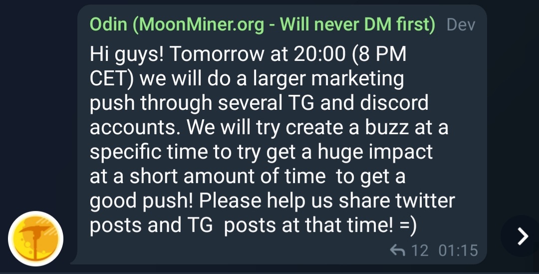 A update from Odin about tonight! Let's see how thing play out!!🤑🌙⛏