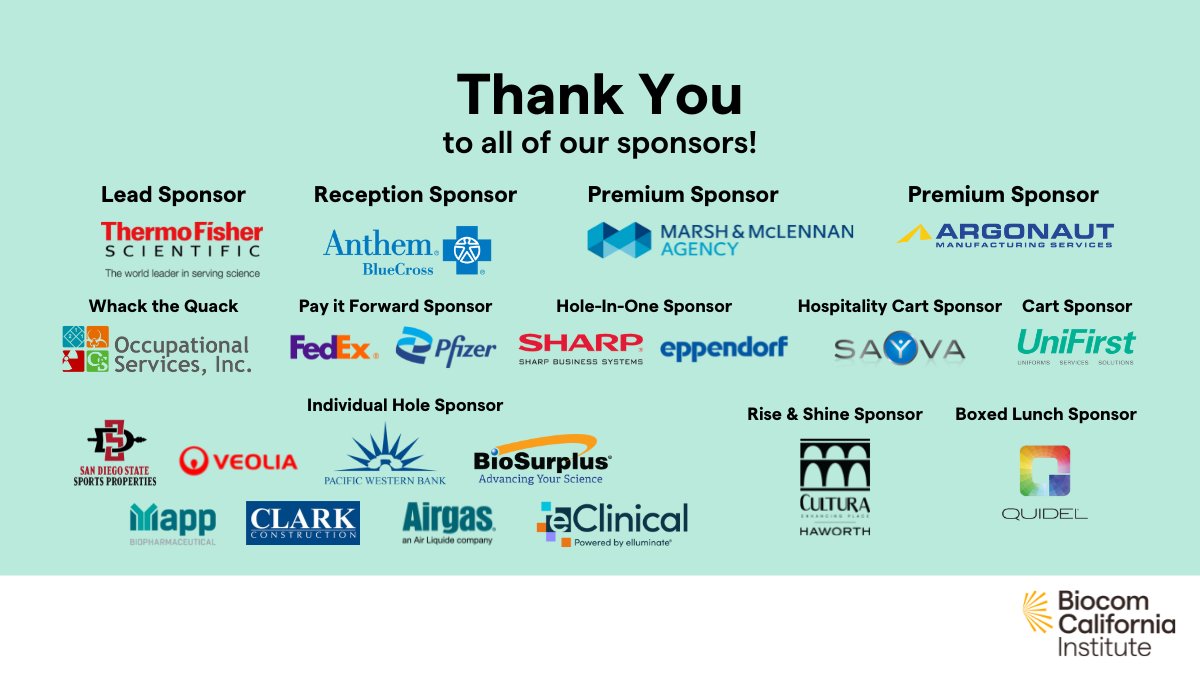Biocom's tweet photo. Counting down the days until our 2021 Charity Golf Tournament! Thank you to all of our generous sponsors for supporting local veterans and the Biocom California Institute's Veterans in Life Sciences Program. https://t.co/WW0dMT0Nn3