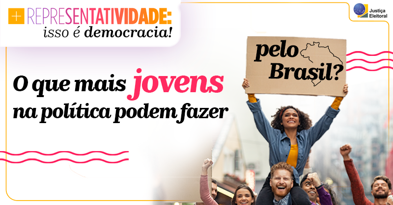 TSEjusbr's tweet photo. Muito se fala sobre renovar o quadro de pessoas que ocupam posições de poder na política. Mas o que você, jovem, faz para transformar esse cenário ❓🤔 Acompanhe a série #Representavidade para saber por que devemos ampliar a participação da juventude em espaços de decisão 😉 https://t.co/zEEWEvG2LG