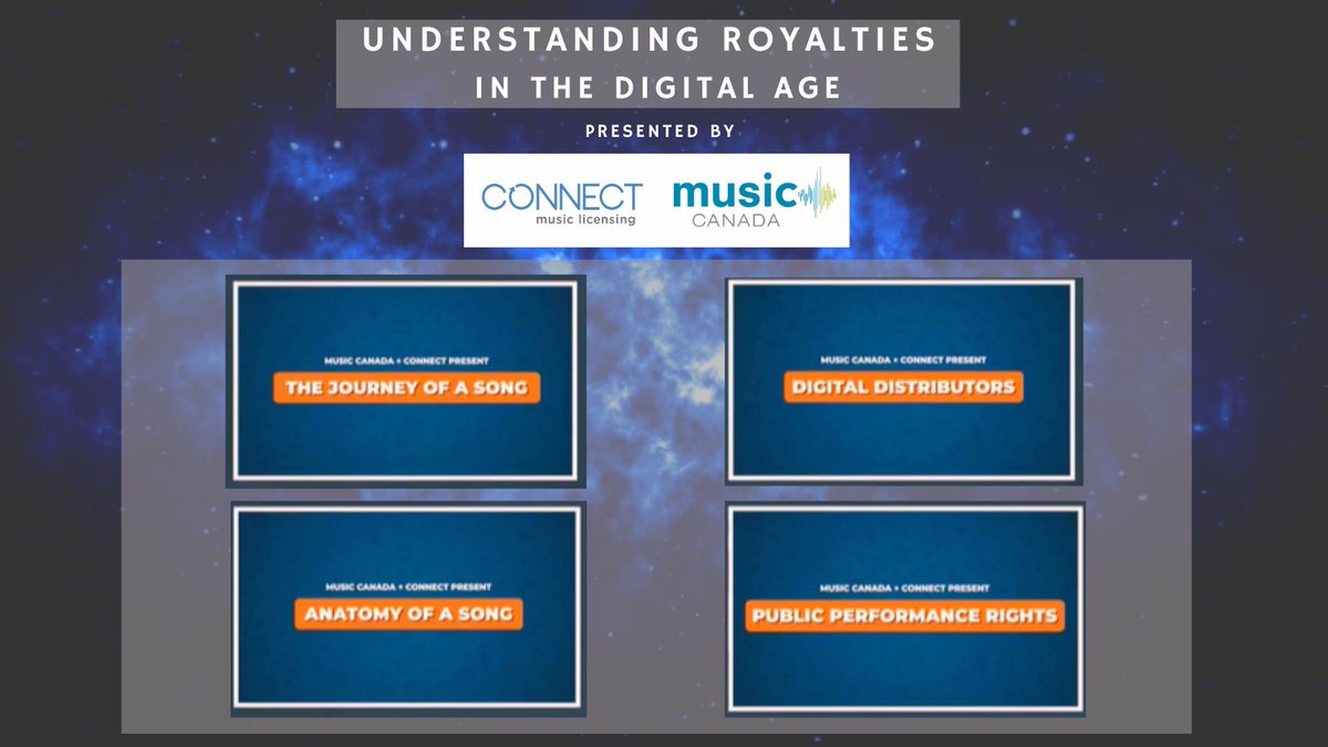 CMRRA (@cmrra) on Twitter photo .@CONNECTml & <a href="/Music_Canada/">Music Canada</a> have released a video series, titled Understanding Royalties In the Digital Age, explaining key concepts & fundamentals about music royalties in Canada!
The 4-piece series is available on-demand via the CONNECT Resource Centre: bit.ly/2VOGBJm .@CONNECTml & <a href="/Music_Canada/">Music Canada</a> have released a video series, titled Understanding Royalties In the Digital Age, explaining key concepts & fundamentals about music royalties in Canada!
The 4-piece series is available on-demand via the CONNECT Resource Centre: bit.ly/2VOGBJm